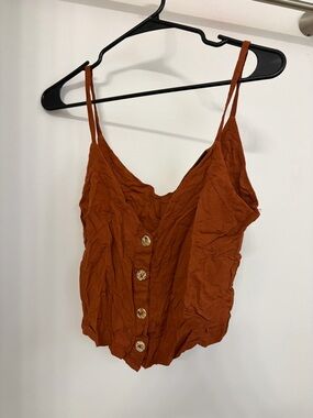 Button-Front Rust Spaghetti Strap Cami - Women
